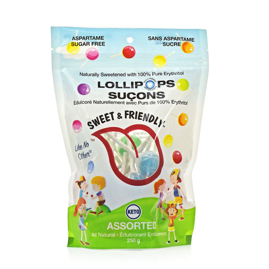 Sweet & Friendly Natural Sugar-Free Erythritol Lollipops | Keto, Vegan, Tooth-Friendly Treats | Aspartame-Free, Diabetic Safe | Healthily Ever After
