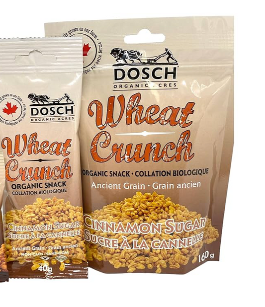 Dosch Organic Acres Wheat Crunch – Organic Cinnamon Sugar Snack | Vegan, Nut-Free, Kosher, Non-GMO (40g or 160g)