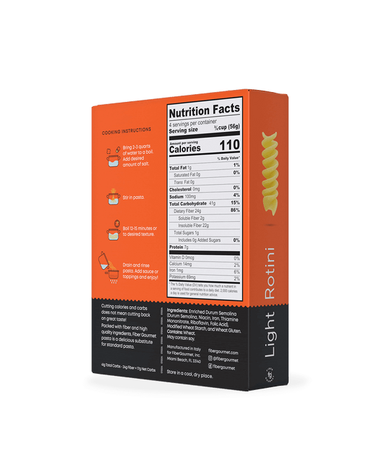 Fiber Gourmet Light Pasta Rotini – High Fiber, Low Calorie, Gut-Friendly Pasta (227g) - Healthily Ever After