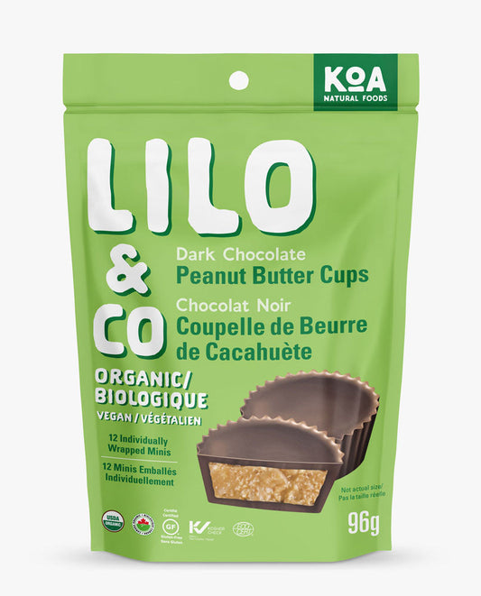 Lilo & Co Organic Peanut Butter Cups – Dark Chocolate | 96g | Vegan, Gluten-Free, Made in Canada