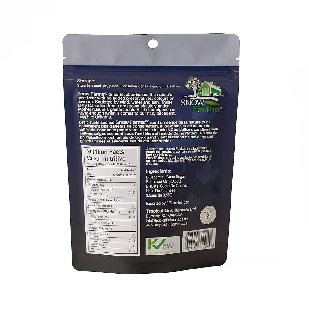 Snow Farms Canadian-Grown Dried Berries | Tart Cherries & Blueberries | Kosher, No Preservatives, Made in Canada | Healthily Ever After