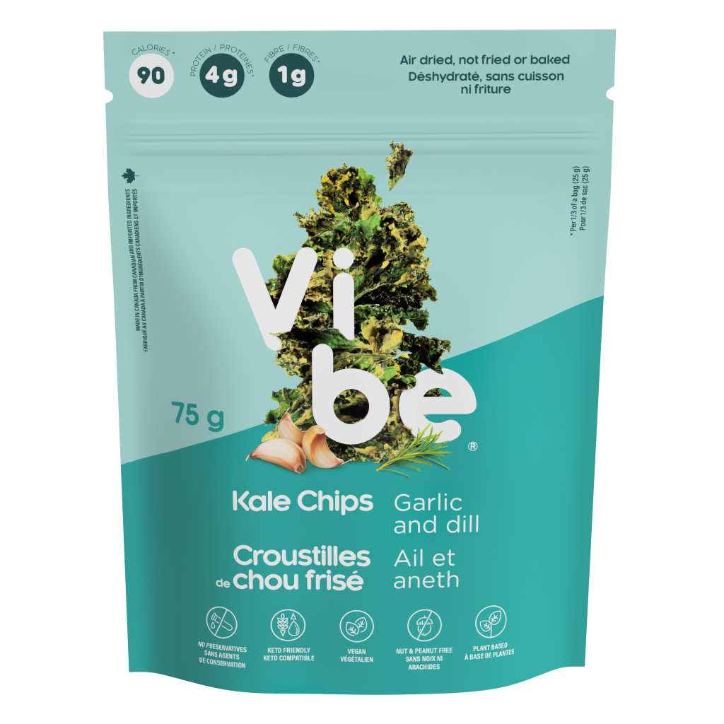 Vibe Kale Chips Garlic & Dill 75g – Case of 12