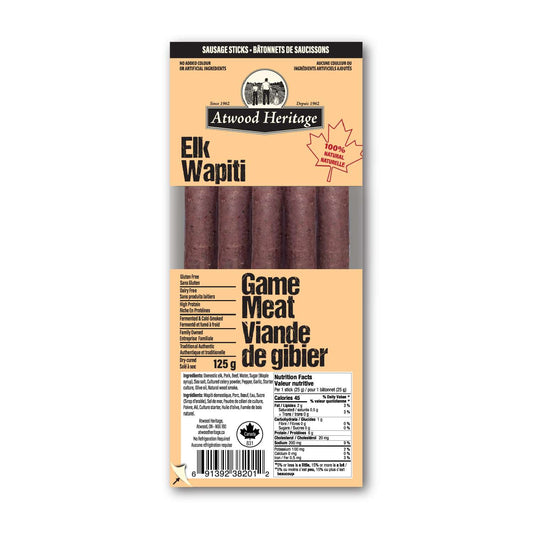 Atwood Heritage Meat Sticks Elk 125g – Case of 6