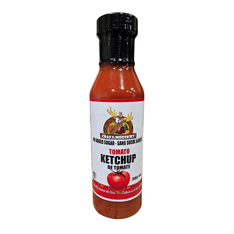 Crazy Mooskies No Sugar Added Ketchup – Original, Stevia Sweetened, Gluten-Free, Made in Canada (350mL)