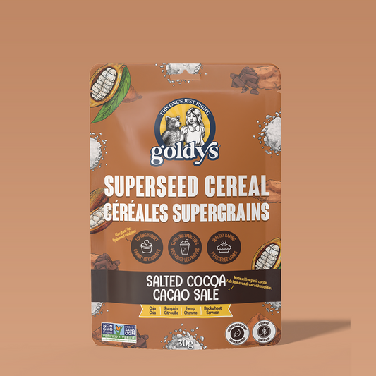 Goldy’s Superseed Cereal – Salted Cocoa | Gluten Free, High Fiber, No Added Sugar (225g or 30g)