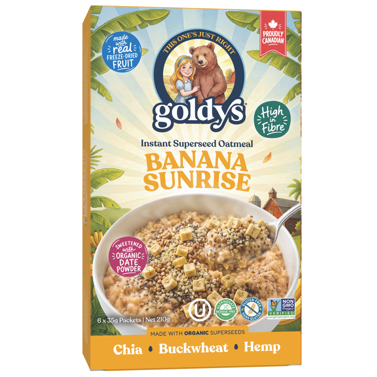 Goldys Superseed Oatmeal Banana Sunrise 35g 6ct – Case of 6