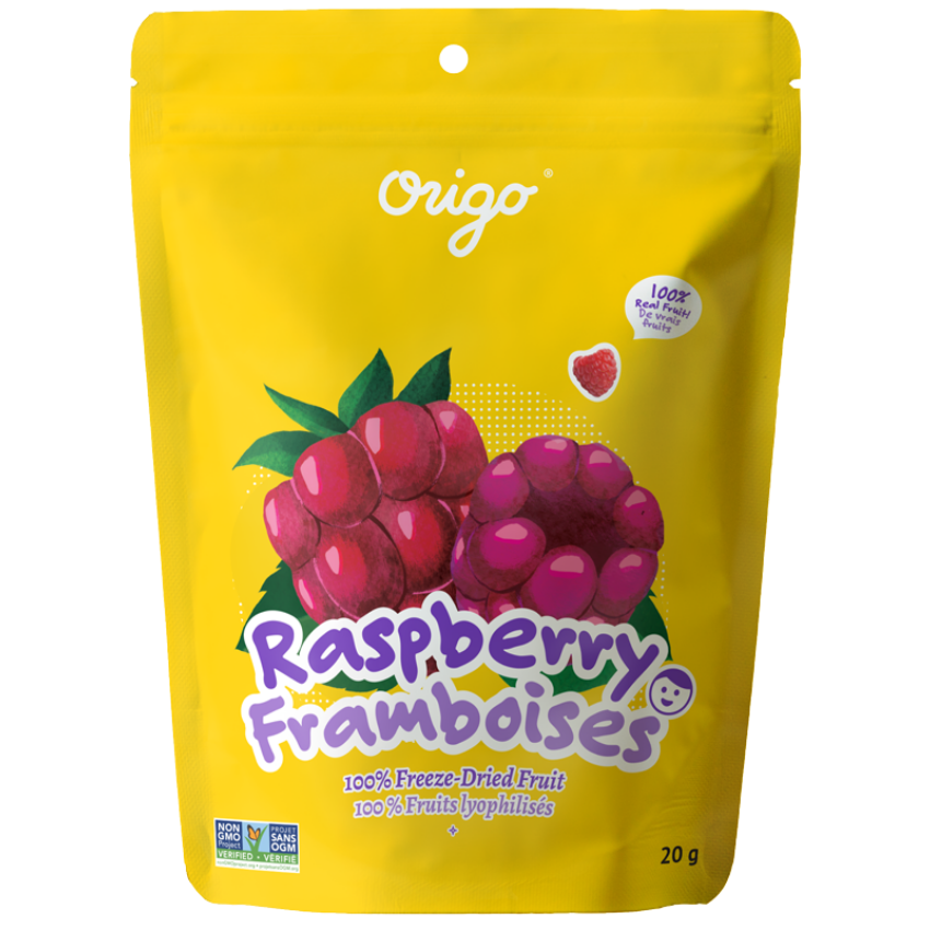 Origo Freeze-Dried Raspberries | 100% Real Fruit | No Sugar Added | Vegan, Gluten-Free, Non-GMO | Made in Canada Healthy Snack - Healthily Ever After