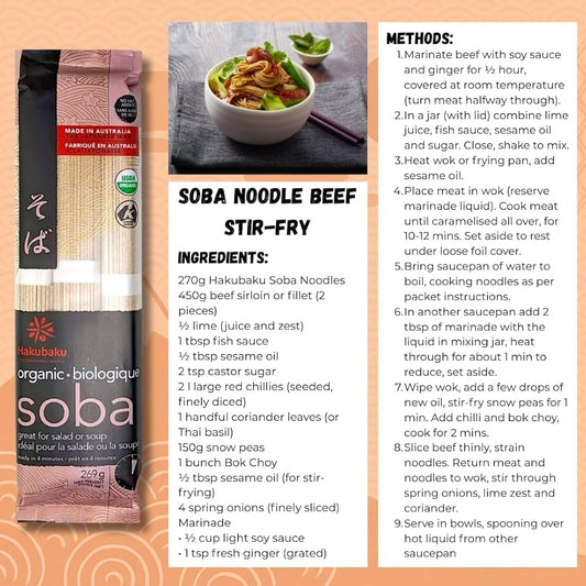 Hakubaku Organic Soba Buckwheat Noodles – Authentic Japanese Organic Wheat & Buckwheat Noodles (269g)
