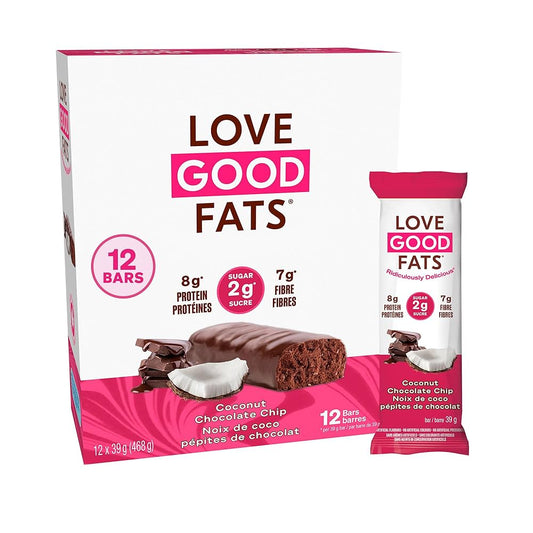 Love Good Fats Coconut Chocolate Chip Bar | Keto-Friendly, Gluten-Free, Low-Carb Snack