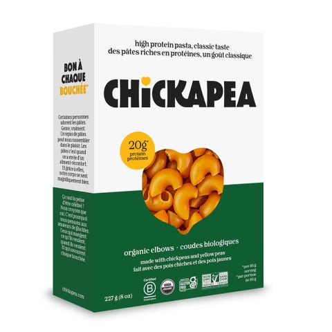 Chickapea Organic Elbows Pasta – High Protein Gluten-Free Vegan Chickpea & Yellow Pea Pasta (227g)