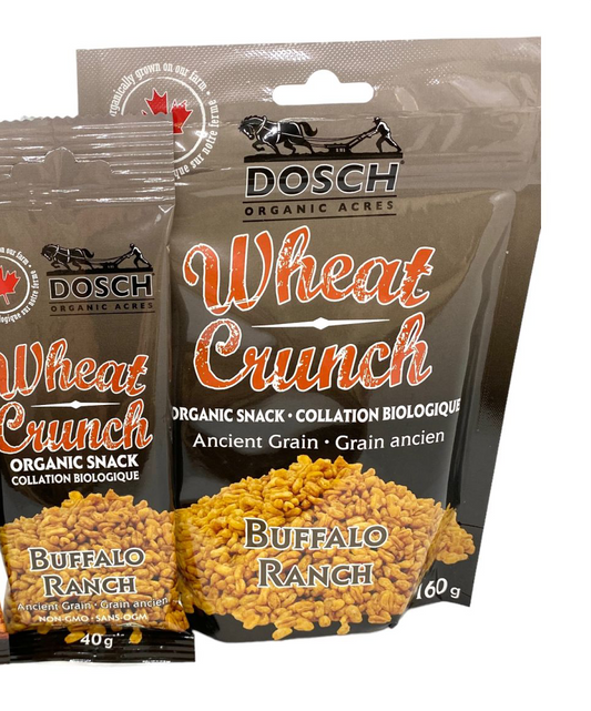 Dosch Organic Acres Wheat Crunch – Organic Buffalo Ranch Snack | Vegan, Nut-Free, Kosher, Non-GMO (40g or 160g)