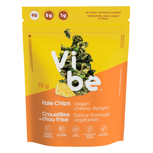Vibe Kale Chips Cheesy Delight 75g – Case of 12