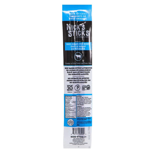 Nick’s Sticks Grass-Fed Beef Snack Sticks – Original 48g | No Sugar, Keto & Paleo Friendly