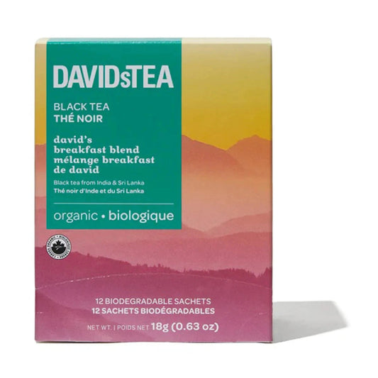 DAVIDsTEA Organic Tea Sachets David's Breakfast Blend 12ct – Case of 6