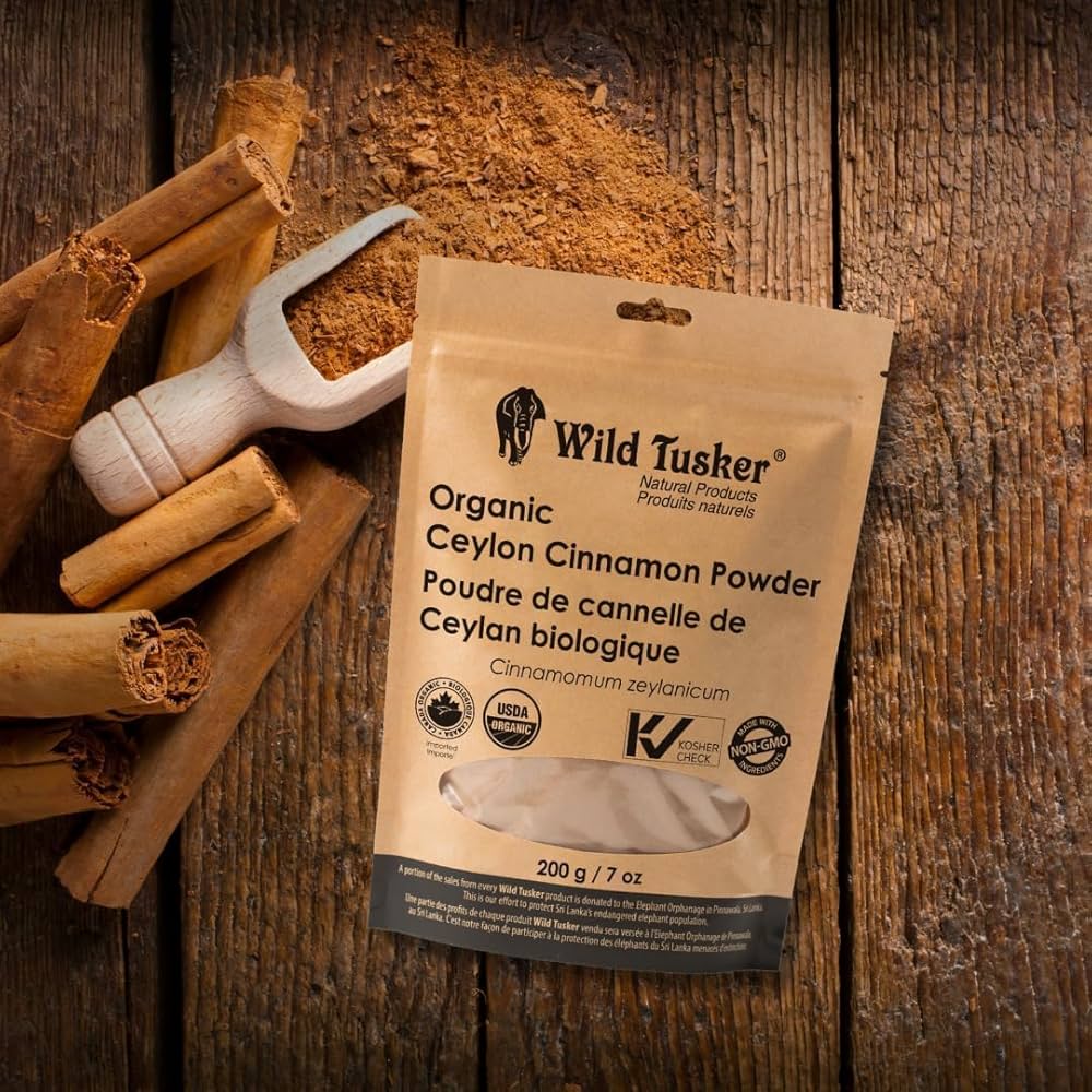 Wild Tusker Organic Ceylon Cinnamon Powder 200g – USDA & Canada Organic, Non-GMO, Gluten-Free, Vegan, Kosher