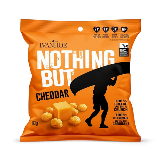 Ivanhoe Nothing But Cheese – Cheddar | 18g or 60g | Keto, Gluten-Free, 100% Canadian Cheese Snack