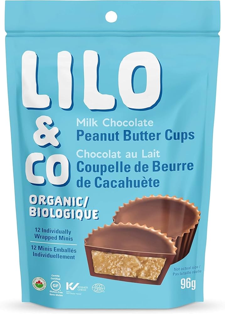 Lilo & Co Organic Peanut Butter Cups – Milk Chocolate | 96g | Organic, Gluten-Free, Made in Canada