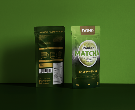 DOMO Vanilla Matcha Tea – 115g | Instant Micro-Ground Matcha