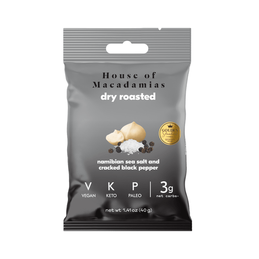 House of Macadamias Dry Roasted Macadamia Nuts – Sea Salt & Black Pepper | 40g or 113g | Keto, Vegan, Paleo