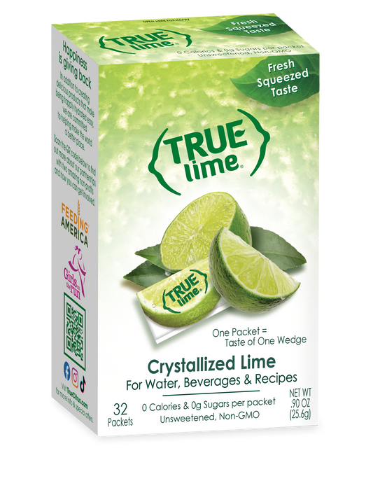 True Citrus Crystallized Lime Packets 32ct – Fresh Lime Taste, Zero Calories, Gluten Free, Vegan