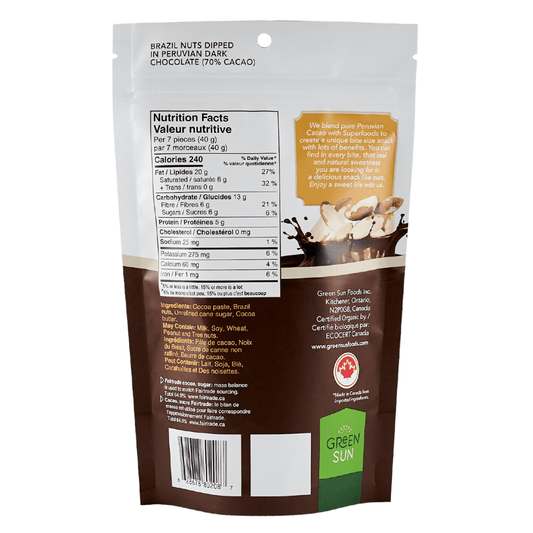 Green Sun Dark Chocolate Covered Brazil Nuts – Organic, Vegan, Fairtrade Cocoa Snack (91g) - Healthily Ever After