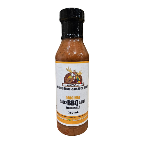 Crazy Mooskies No Added Sugar BBQ Sauce – Original, Low Sodium, Gluten-Free, Made in Canada (350mL)