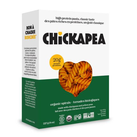 Chickapea Organic Spiral Pasta – High Protein Gluten-Free Vegan Chickpea & Yellow Pea Pasta (227g)