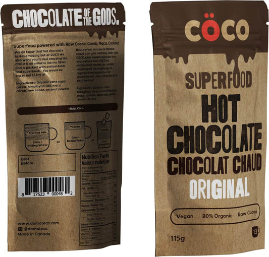 COCO Gourmet Dairy-Free Hot Chocolate – Plant-Based, Gluten-Free, Made in Canada (115g)