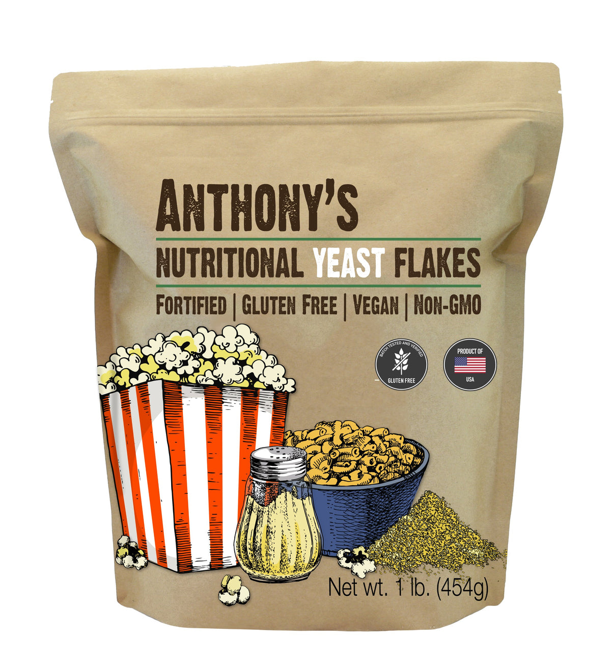 Anthonys Nutritional Yeast Flakes 454g – Case of 10