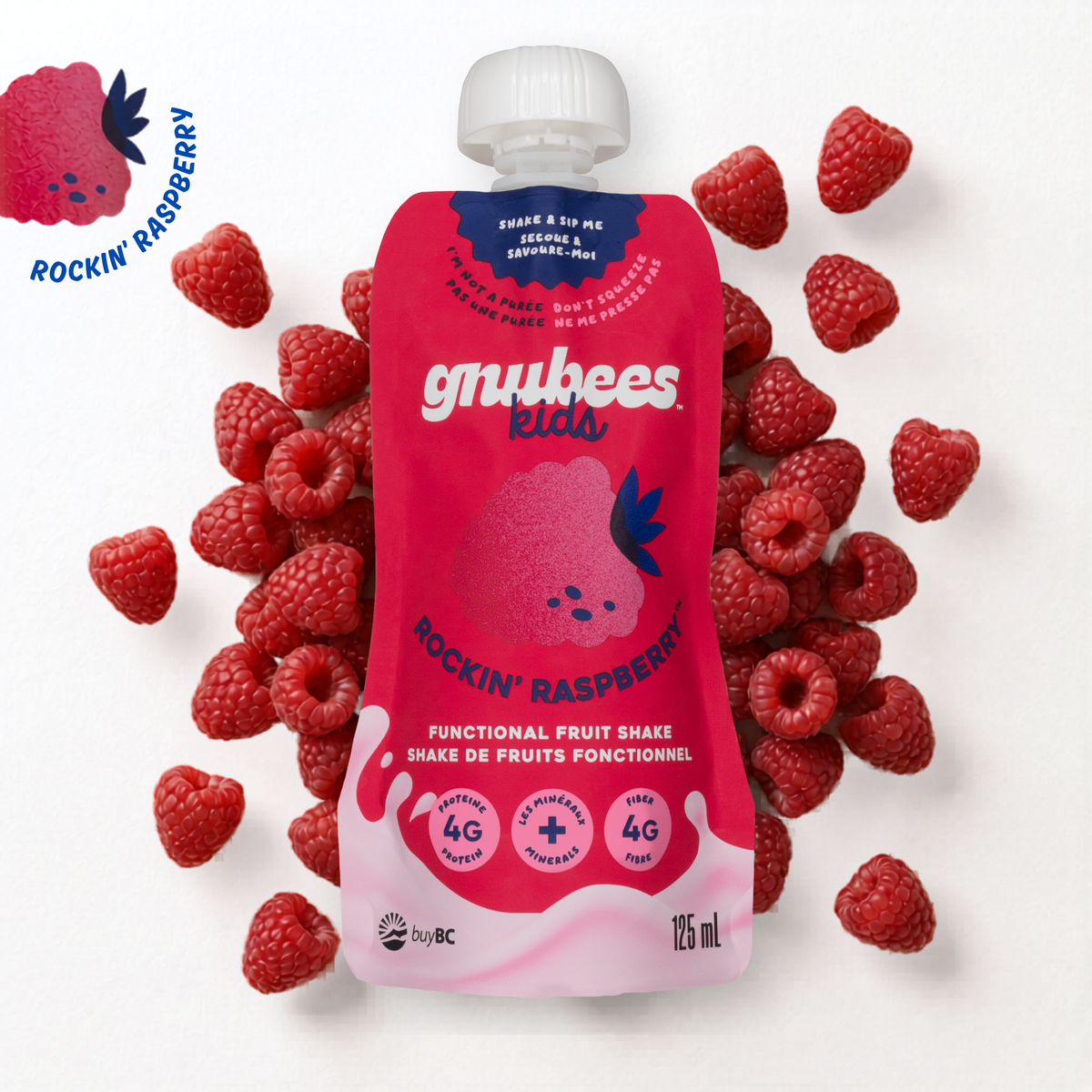 Gnubees Kids, Rockin Raspberries 125mL – Case of 12