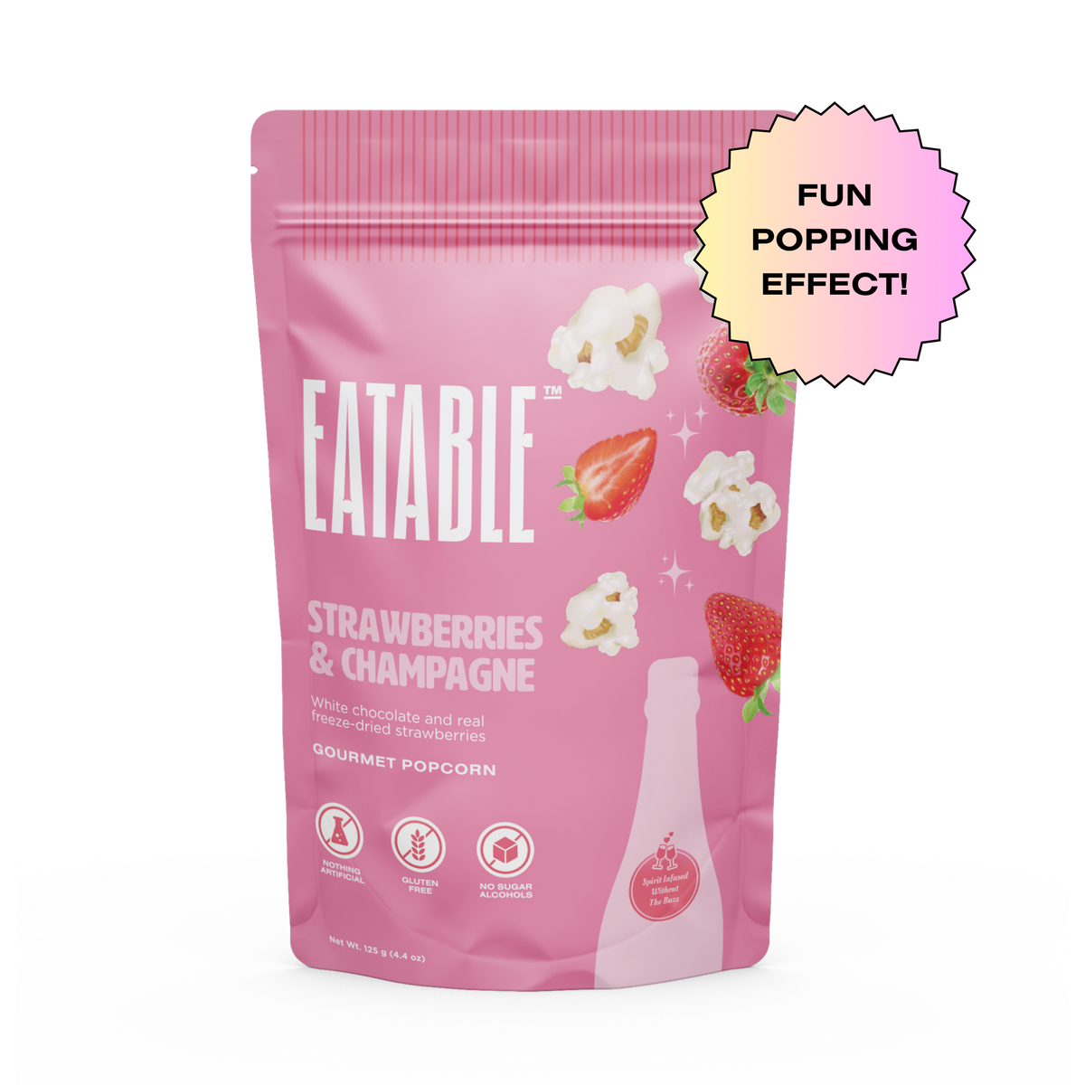 Eatable Popcorn Strawberries & Champagne 125g – Case of 6