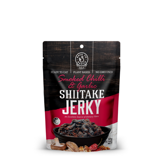 DJ&A BTB Shiitake Mushroom Jerky Chilli And Garlic 60g – Case of 12