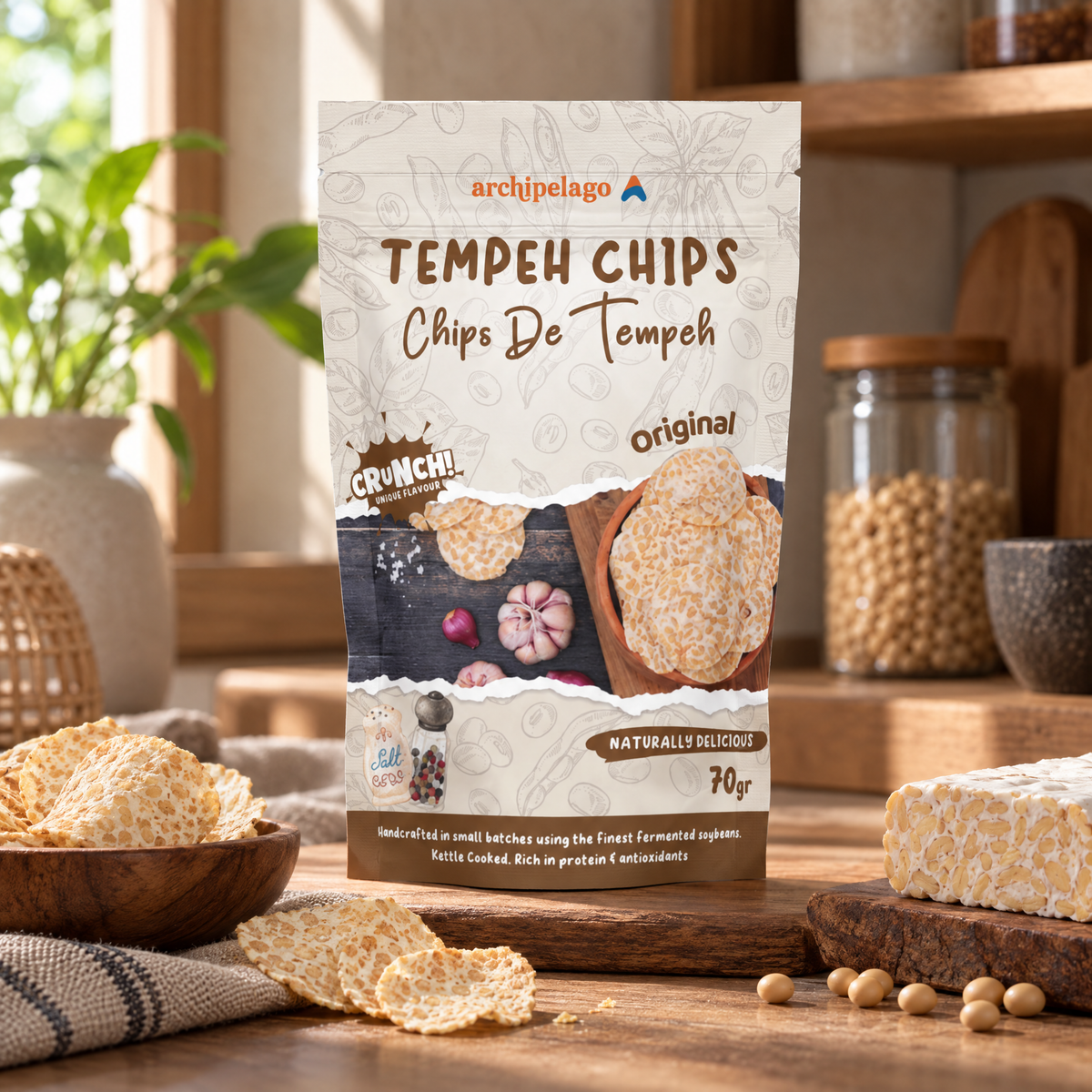 Archipelago Tempeh Chips Original 70g – Case of 22