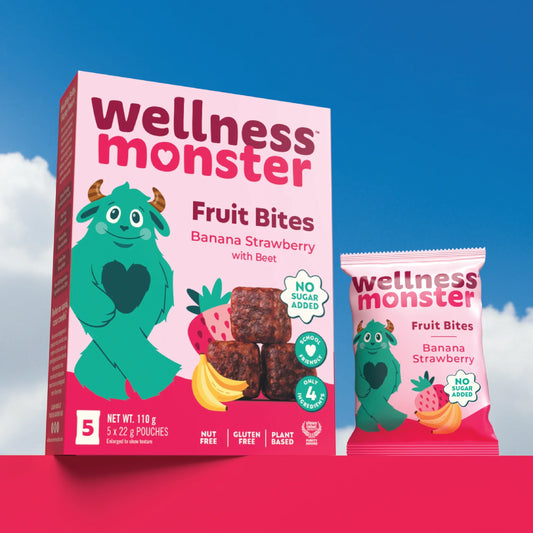 Wellness Monster Fruit Bites Banana Strawberry 22g 5ct – Case of 6