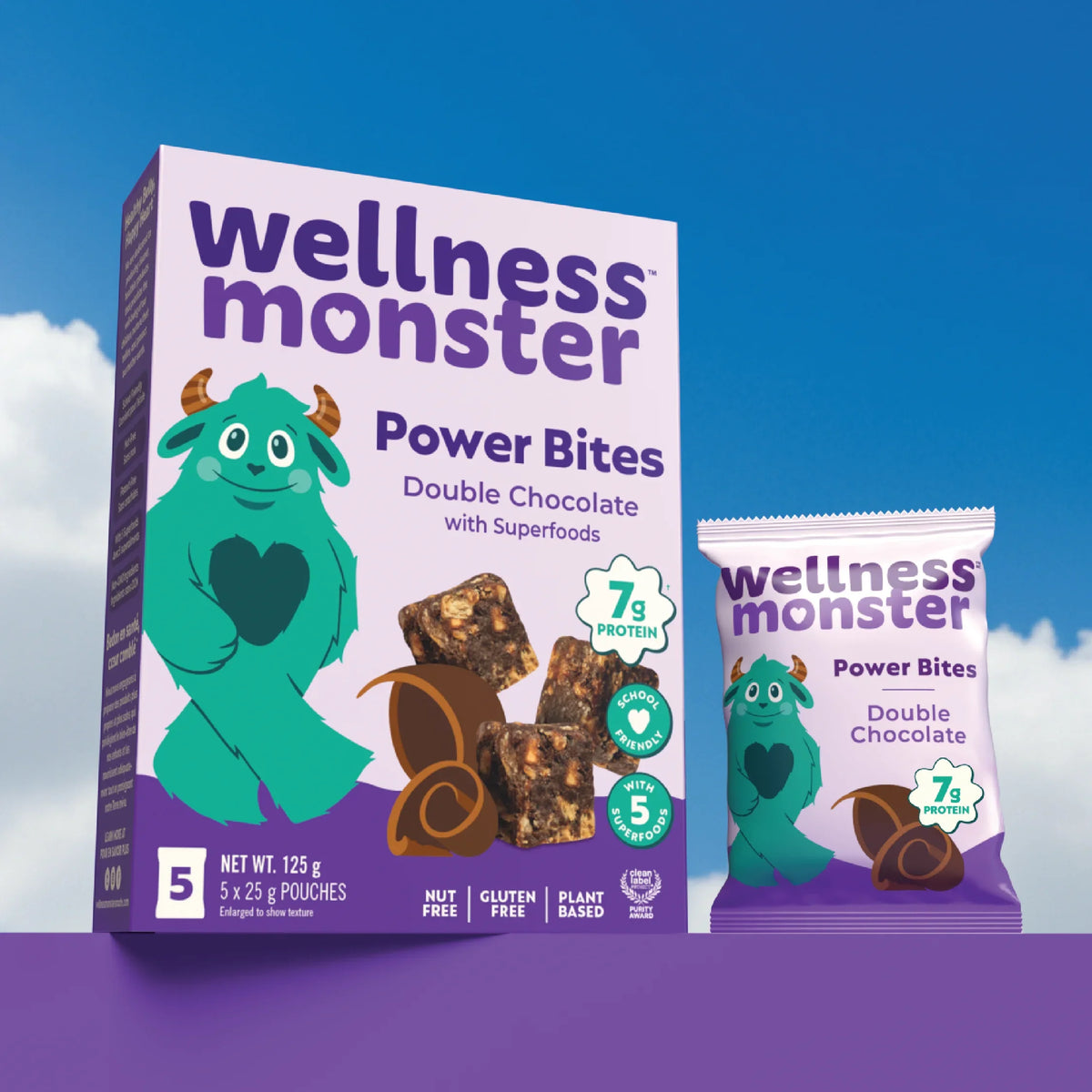 Wellness Monster Power Bites Double Chocolate 25g 5ct – Case of 6