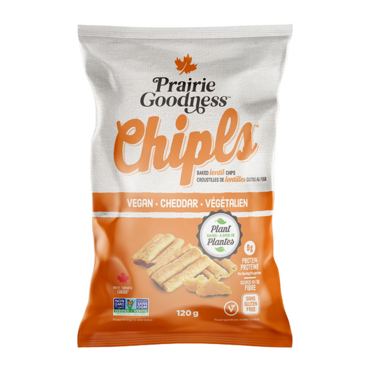 Prairie Goodness Chipls Baked Lentil Chips Vegan Cheddar 120g – Case of 12