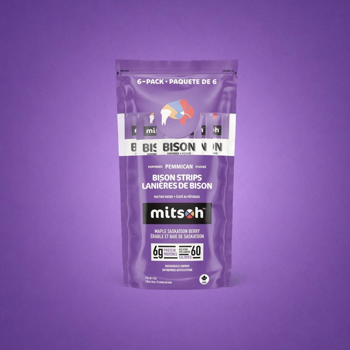 Mitsoh Pemmican Strip Saskatoon Berry 23g – Case of 18